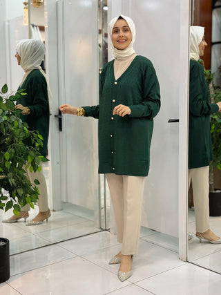 NY MEHLİKA DESENLİ VE İNCİ DÜĞME SOĞUK İP HIRKA 5670