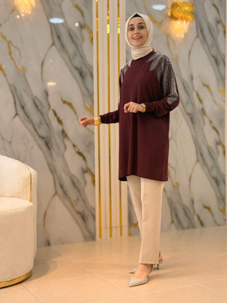 NY MEHLİKA TAŞ İŞLEME SOĞUK İP TUNİK 141539