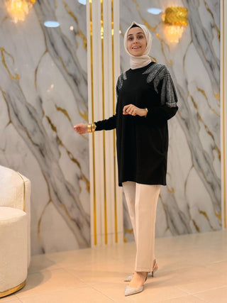 NY MEHLİKA TAŞ İŞLEME SOĞUK İP TUNİK 141539