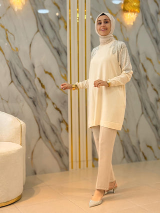NY MEHLİKA TAŞ İŞLEME SOĞUK İP TUNİK 141539