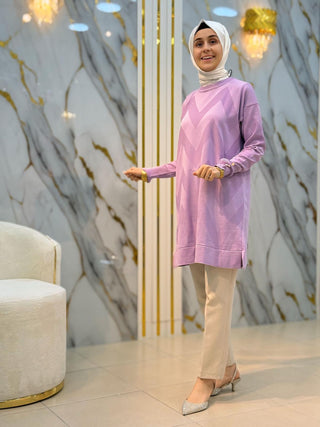 NY MEHLİKA ZİGZAG DETAY SOĞUK İP TUNİK 3183