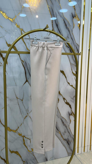 YARİŞ DOUBLE KREP DAR PAÇA BELİ LASTİKLİ PAÇA DÜĞME DETAYLI PANTOLON   Y3345