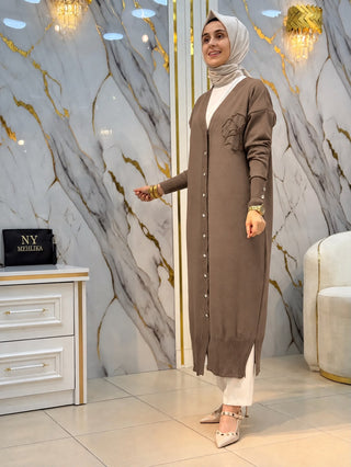 NY MEHLİKA GÜL DESENLİ UZUN HIRKA 3338