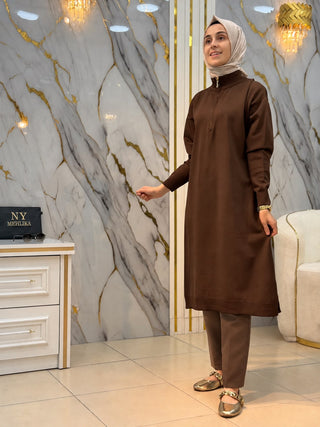 NY MEHLİKA DİK YAKA FERMUARLI SOĞUK İP TUNİK 3384
