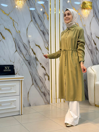 ALESYA BELDEN BÜZGÜLÜ UZUN DÜĞMELİ TUNİK A5108