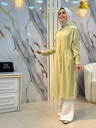 ALESYA BELDEN BÜZGÜLÜ UZUN DÜĞMELİ TUNİK A5108