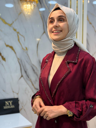 NY MEHLİKA ÖNÜ TAŞ İŞLEMELİ BÜZGÜLÜ TAKIM 3012