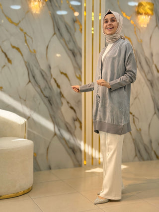 NY MEHLİKA JAKAR DETAY KARMA DESEN SOĞUK İP HIRKA 5033