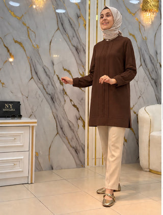 KADO ŞERİT DESENLİ SOĞUK İP TUNİK 2726084