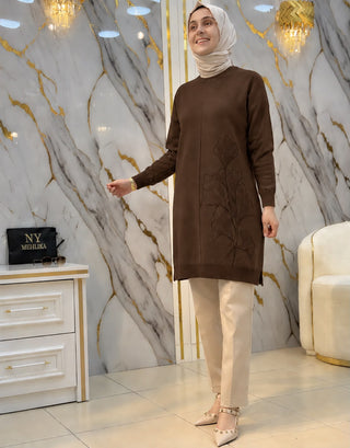 KADO TEK TARAFI ÇİÇEK DETAYLI TUNİK 2726073