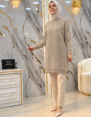 KADO TEK TARAFI ÇİÇEK DETAYLI TUNİK 2726073